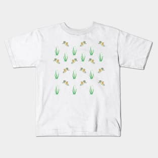 Robin Birds and Snowdrops Pattern Kids T-Shirt